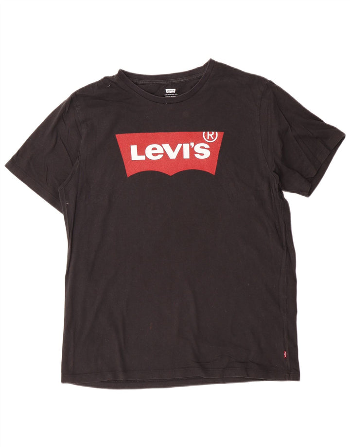 Męska koszulka z grafiką Levi's, średnia czarna bawełniana