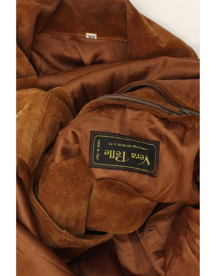 Vintage męska zamszowa kurtka UK 44 2XL brązowa skóra