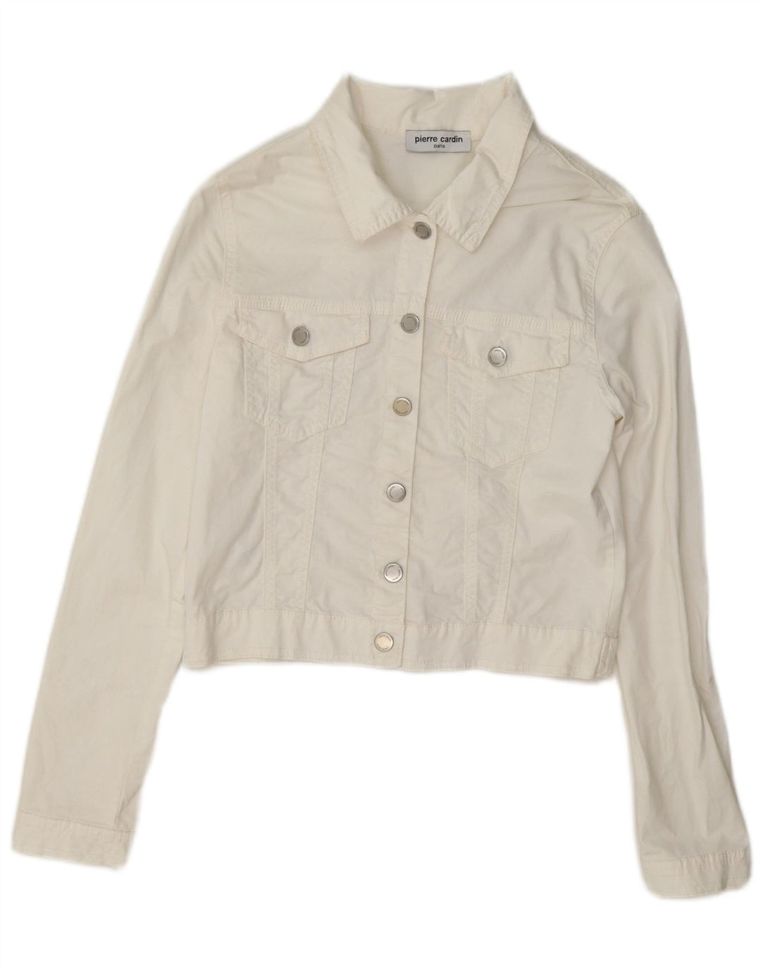 Damska kurtka jeansowa Pierre Cardin Crop IT 44, średnia biała bawełna