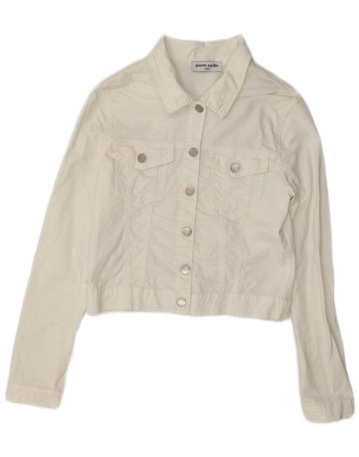Damska kurtka jeansowa Pierre Cardin Crop IT 44, średnia biała bawełna