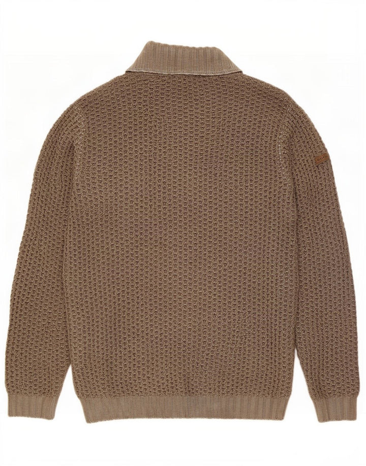 Trussardi Jeans Męski sweter z golfem, duża wełna khaki