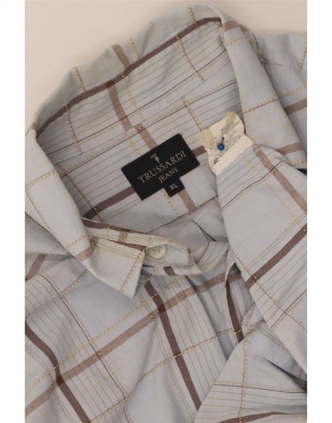 Koszula męska Trussardi Jeans XL, bawełniana niebieska kratka