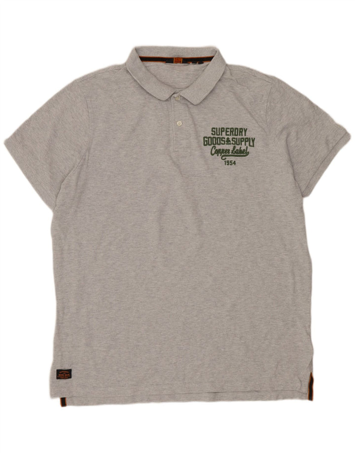 Męska koszulka polo SUPERDRY 3XL, szara, bawełniana