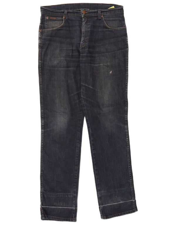 Wrangler Mens Texas Stretch Straight Jeans W34 L34 Navy Blue Cotton