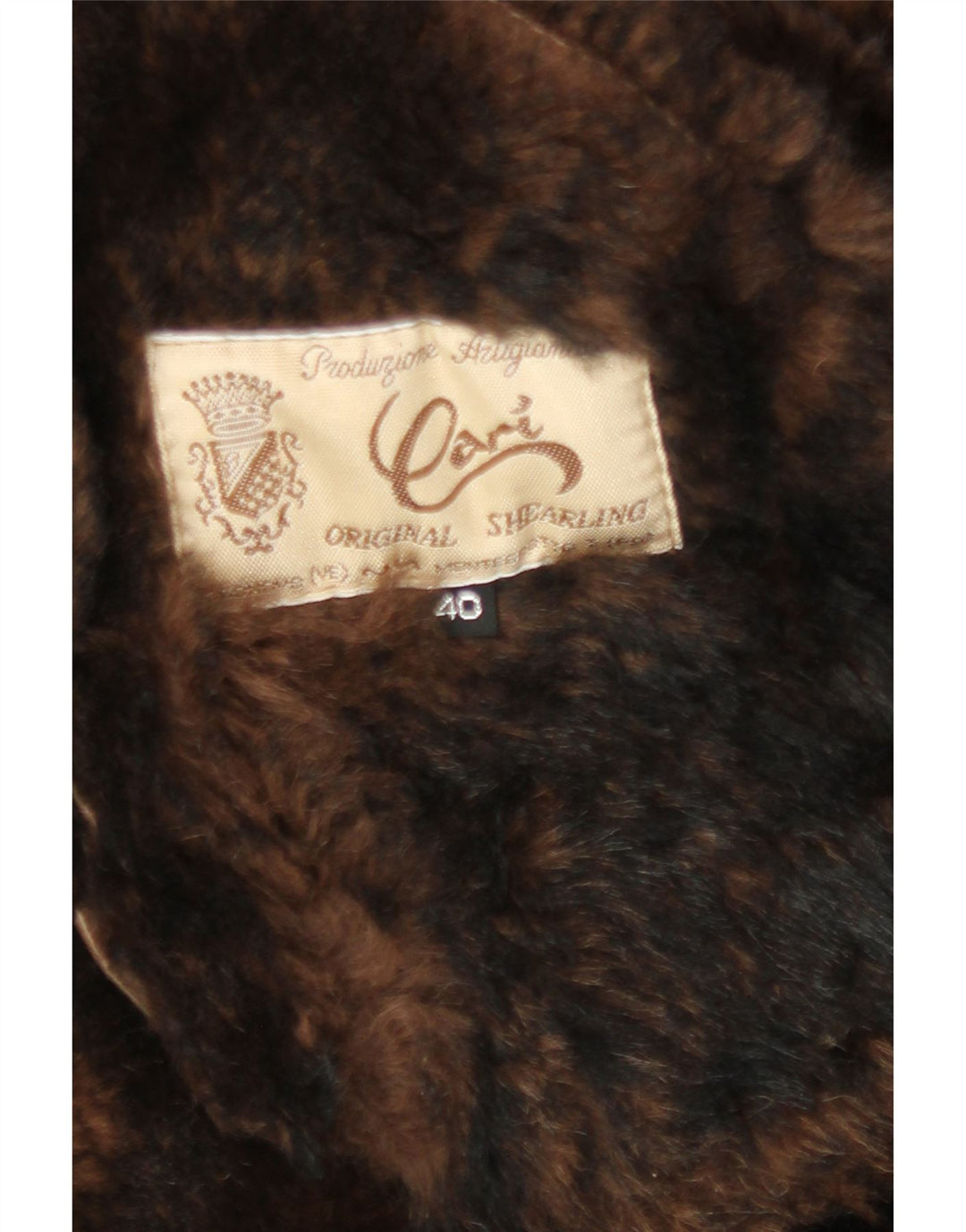 Vintage damski płaszcz z owczej skóry EU 40 Średni brązowy Shearling