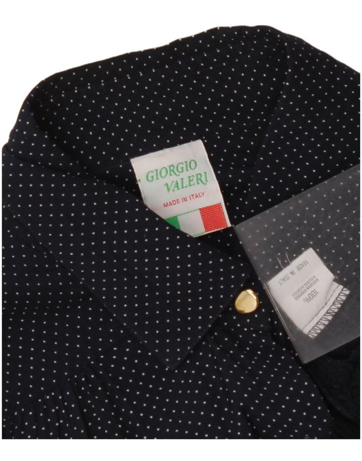 Bluzka damska VINTAGE UK 16 duża wiskoza w granatowe cętki