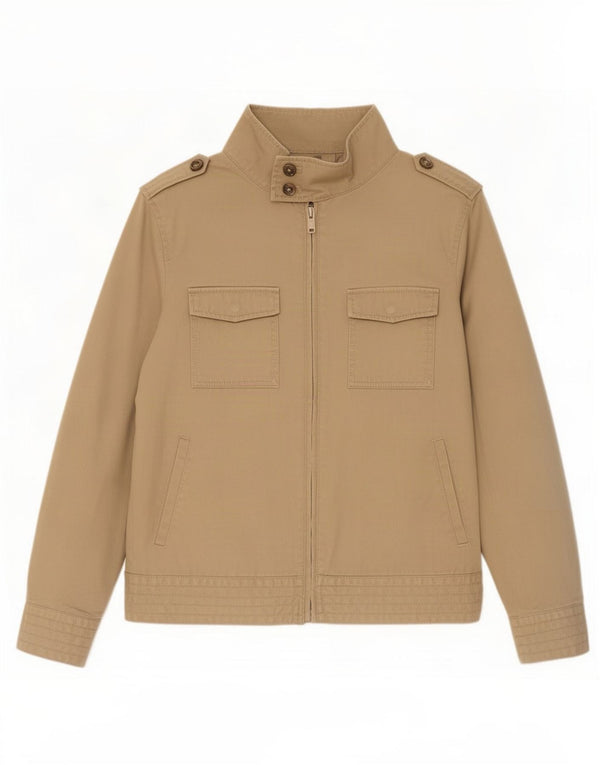 Zara Mens Military Jacket UK 40 Large Beige Cotton