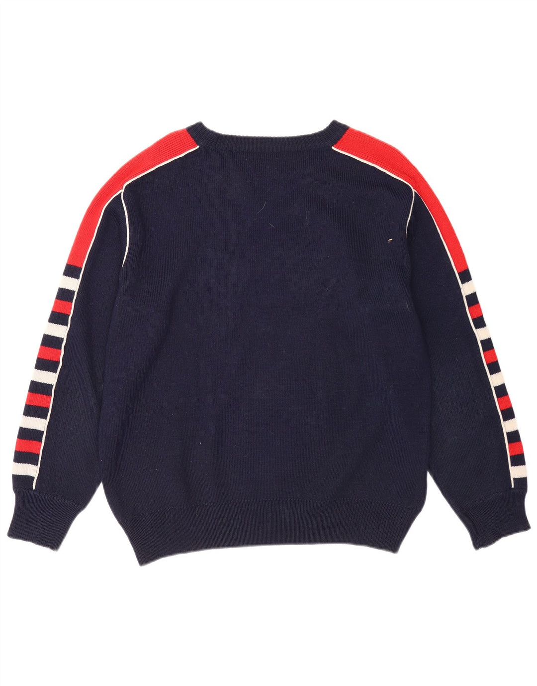 Damski sweter z dekoltem w łódkę VINTAGE UK 18 XL, granatowy, blok kolorów