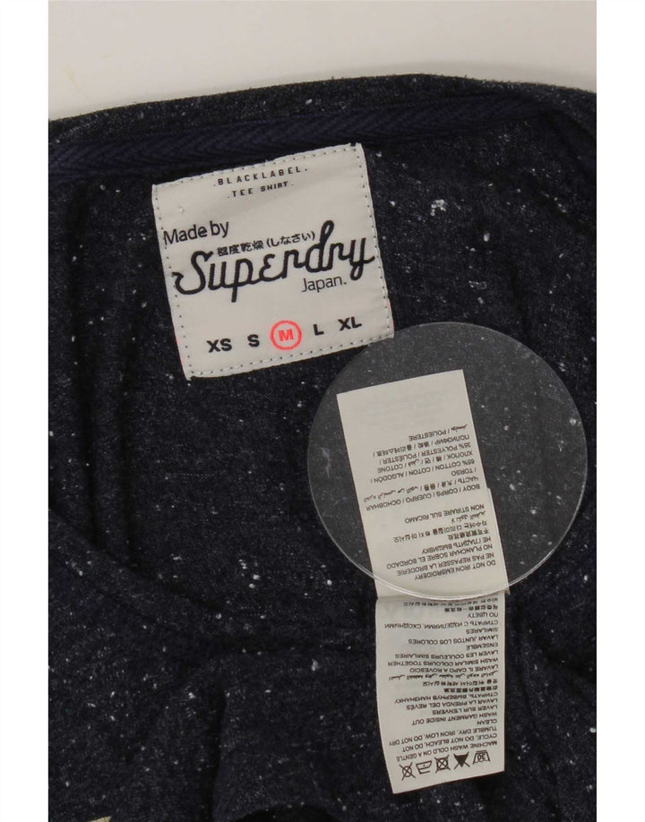 Damski top graficzny Superdry z długim rękawem, UK 14, średni granatowy nakrapiany