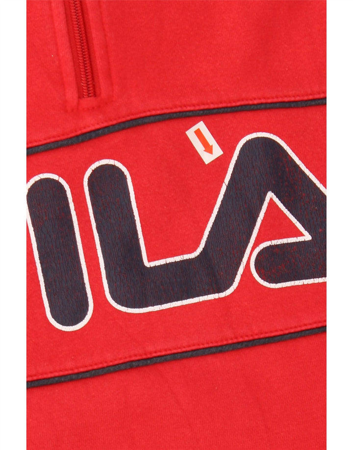 Męski sweter Fila z grafiką i zamkiem błyskawicznym, 2XL, czerwony, bawełniany