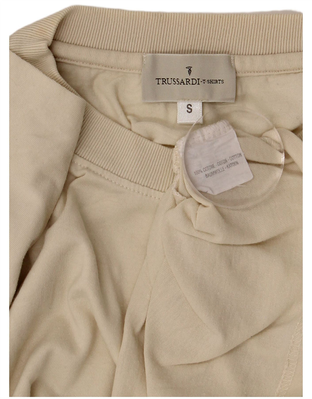 T-shirt męski Trussardi Top, mały, beżowy, bawełniany