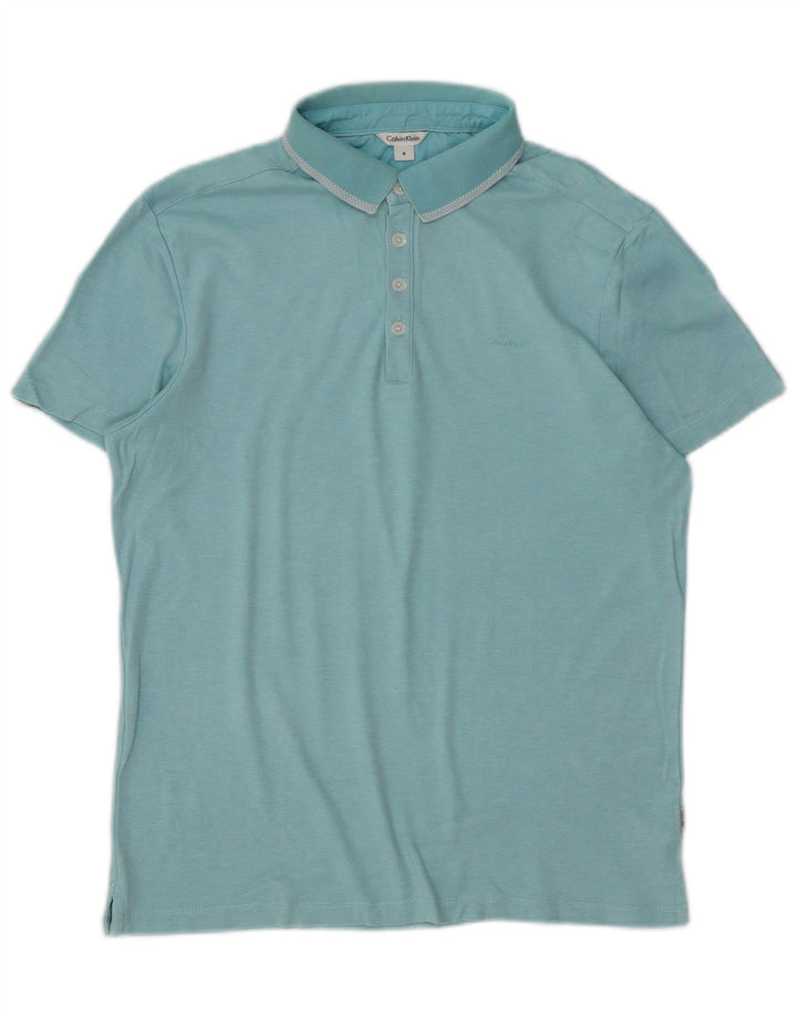 Męska koszulka polo CALVIN KLEIN, mała, niebieska, bawełniana