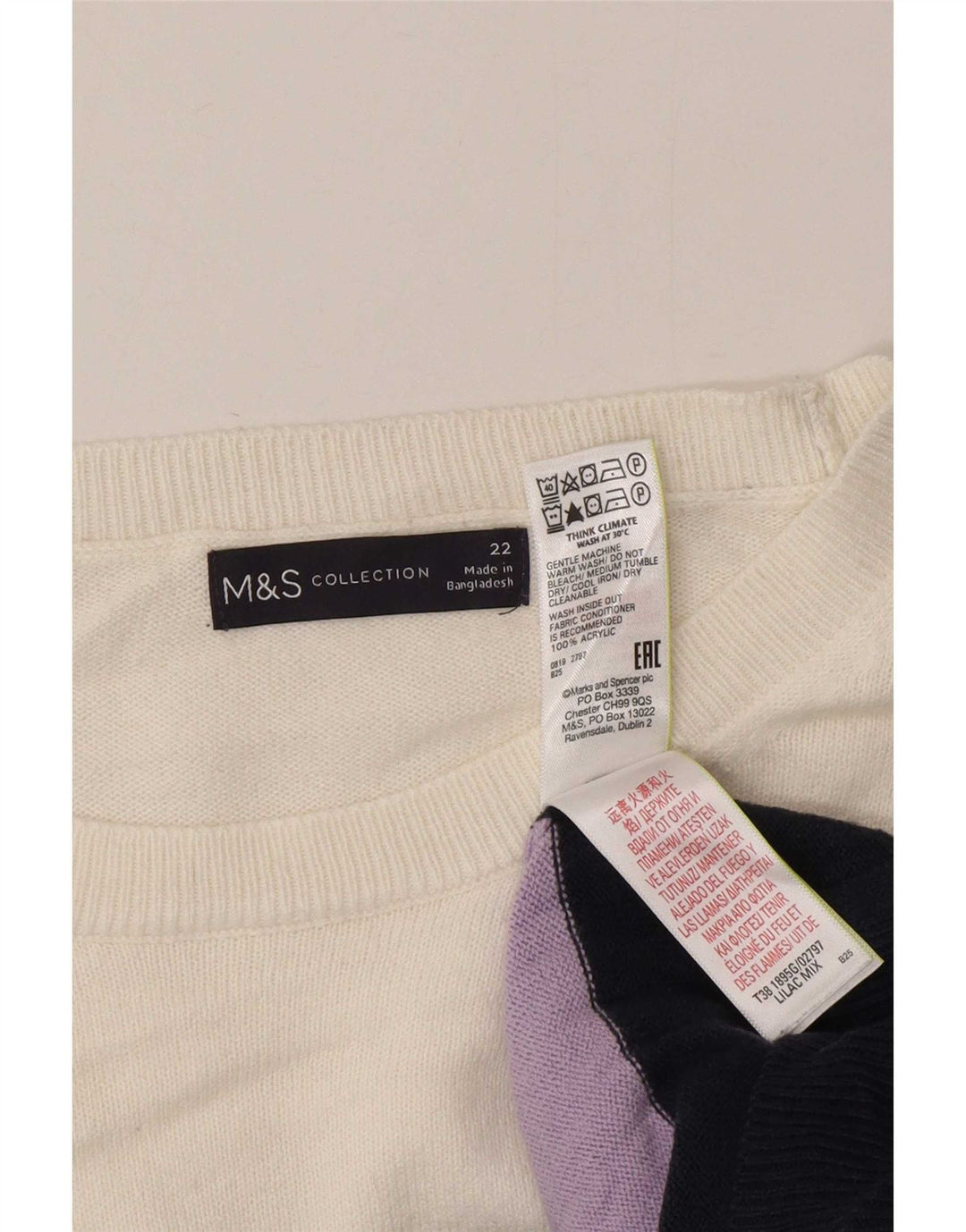 Marks & Spencer Damski sweter z okrągłym dekoltem, UK 22 2XL, wielokolorowy