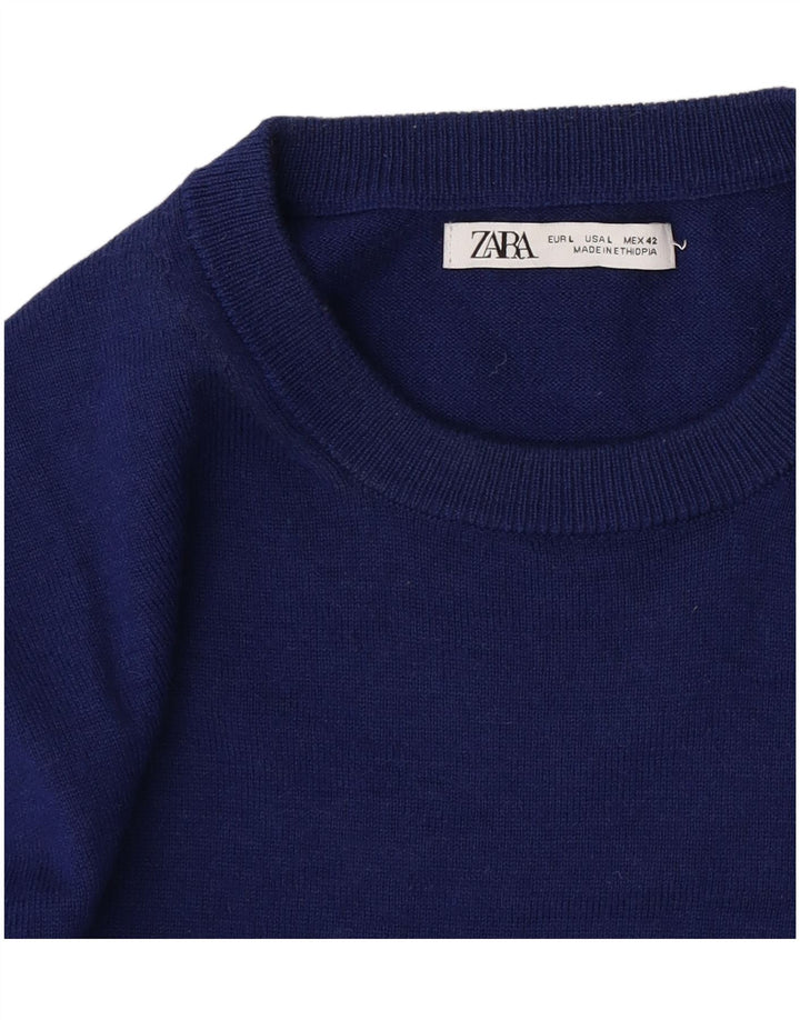 Męski sweter z okrągłym dekoltem Zara, duży niebieski