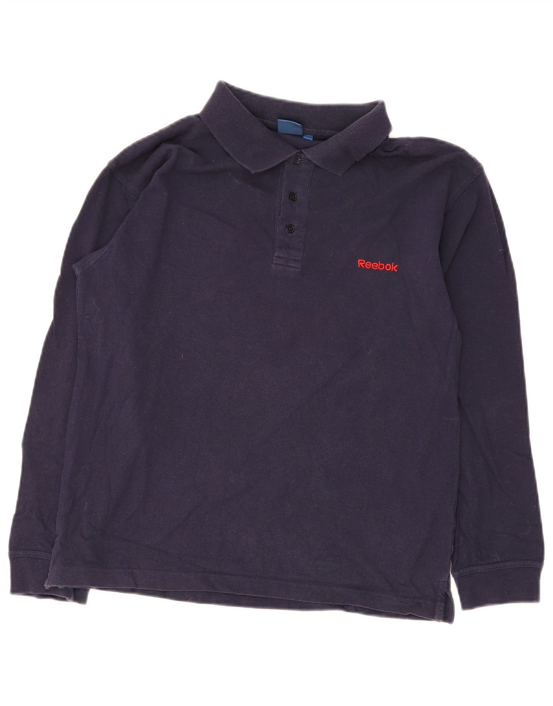 Męska koszulka polo Reebok z długim rękawem, średnia, granatowa, bawełniana
