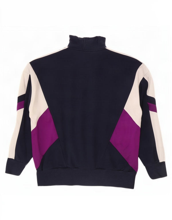 Damska bluza Adidas Graphic Jumper UK 16, duża, granatowa, z blokami kolorów