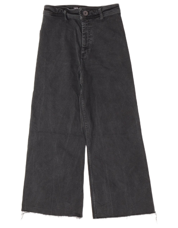 Zara Damskie proste dżinsy z wysokim stanem, EU 38, W28 L24, szare