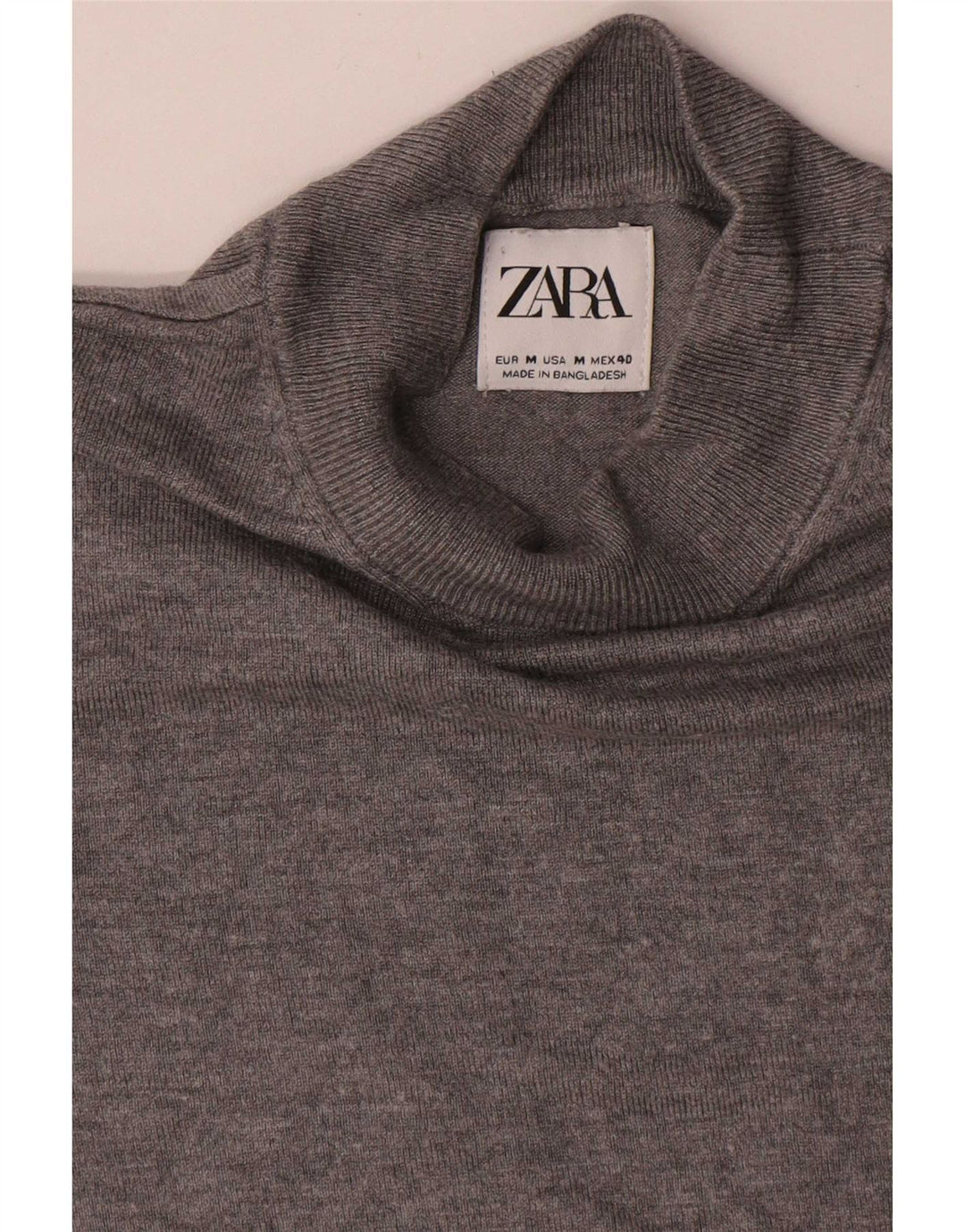 Męski sweter Zara z krótkim rękawem i golfem, średnioszary, wiskozowy