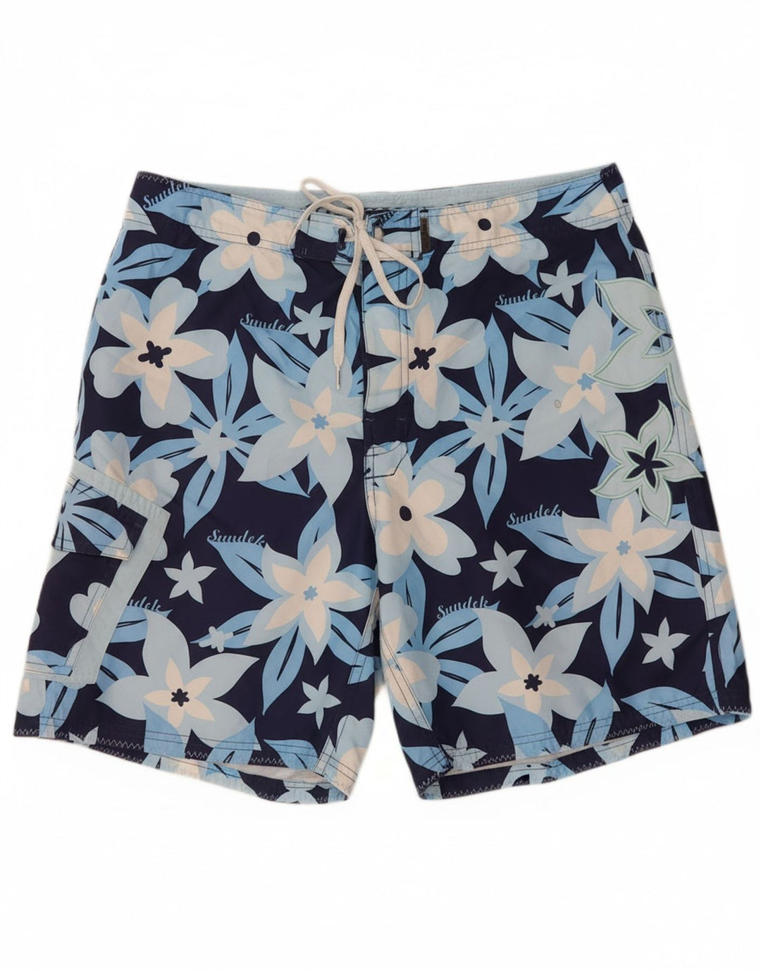 SUNDEK Mens Swimming Shorts W34 Large Blue Floral Polyester