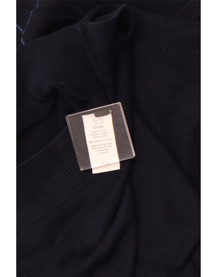 Męski podkoszulek CHAPS z kamizelką XL, granatowy, wykonany z tkaniny argyle/diamentowej bawełny