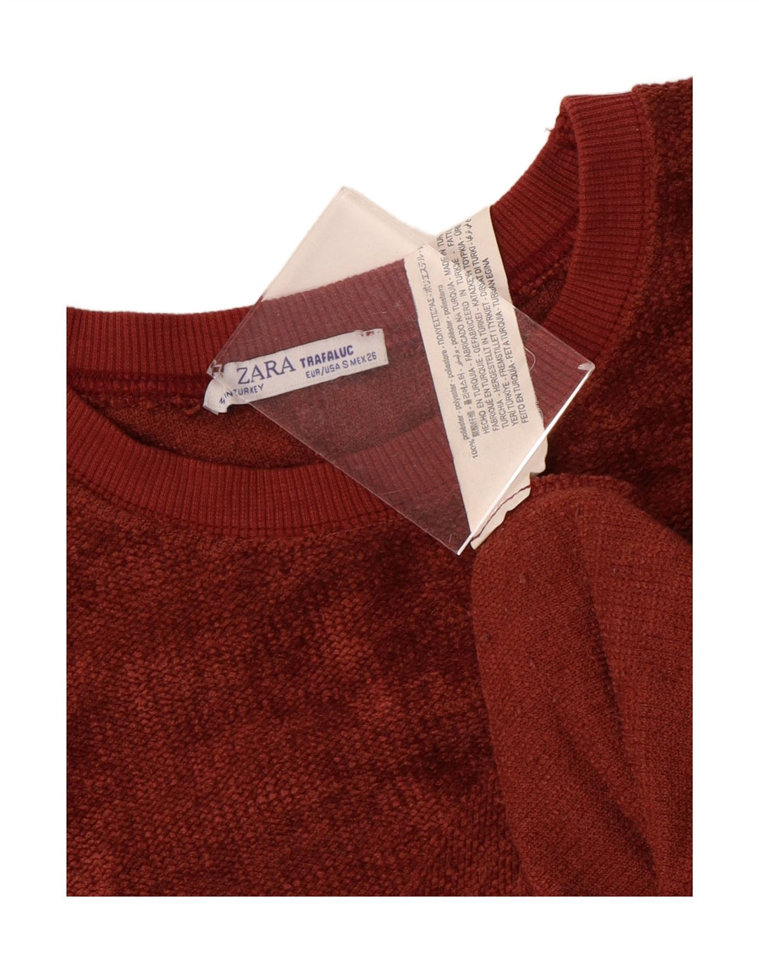 Damski sweter oversize z dekoltem w łódkę Zara UK 10, mały, czerwony poliester