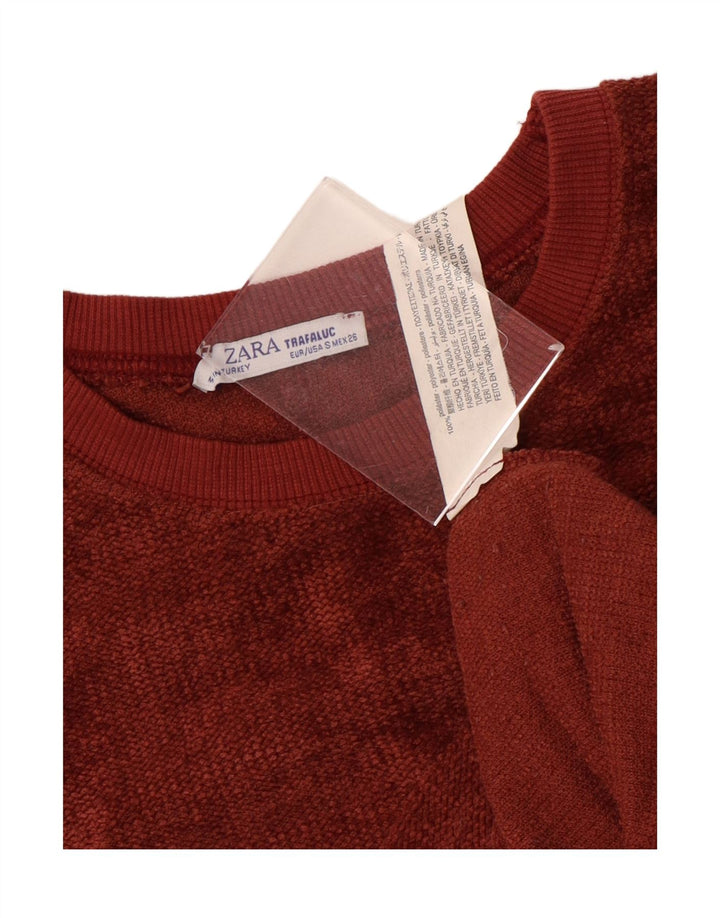 Damski sweter oversize z dekoltem w łódkę Zara UK 10, mały, czerwony poliester
