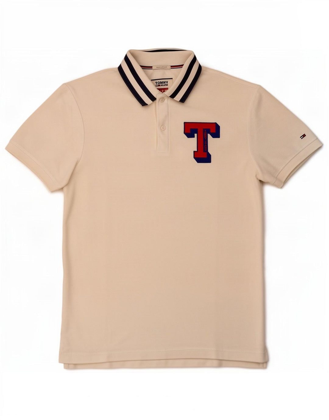 Męska koszulka polo Tommy Hilfiger z grafiką o regularnym kroju, w średnie białe paski