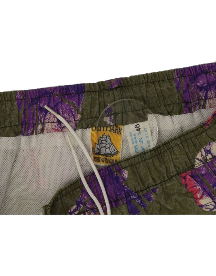CUTTY SARK Mens Abstract Pattern Swimming Shorts IT 46 Small Khaki Cotton Vintage Cutty Sark and Second-Hand Cutty Sark from Messina Hembry 