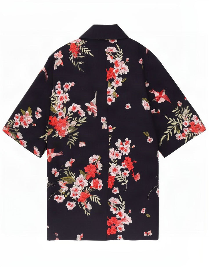 Damski płaszcz oversize z rękawem 3/4 Ted Baker UK 10, mały, granatowy w kwiaty