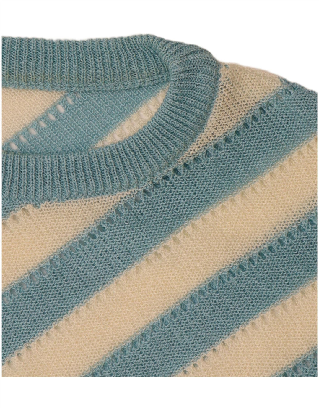 Sweter damski VINTAGE z okrągłym dekoltem UK 14, duże niebieskie paski