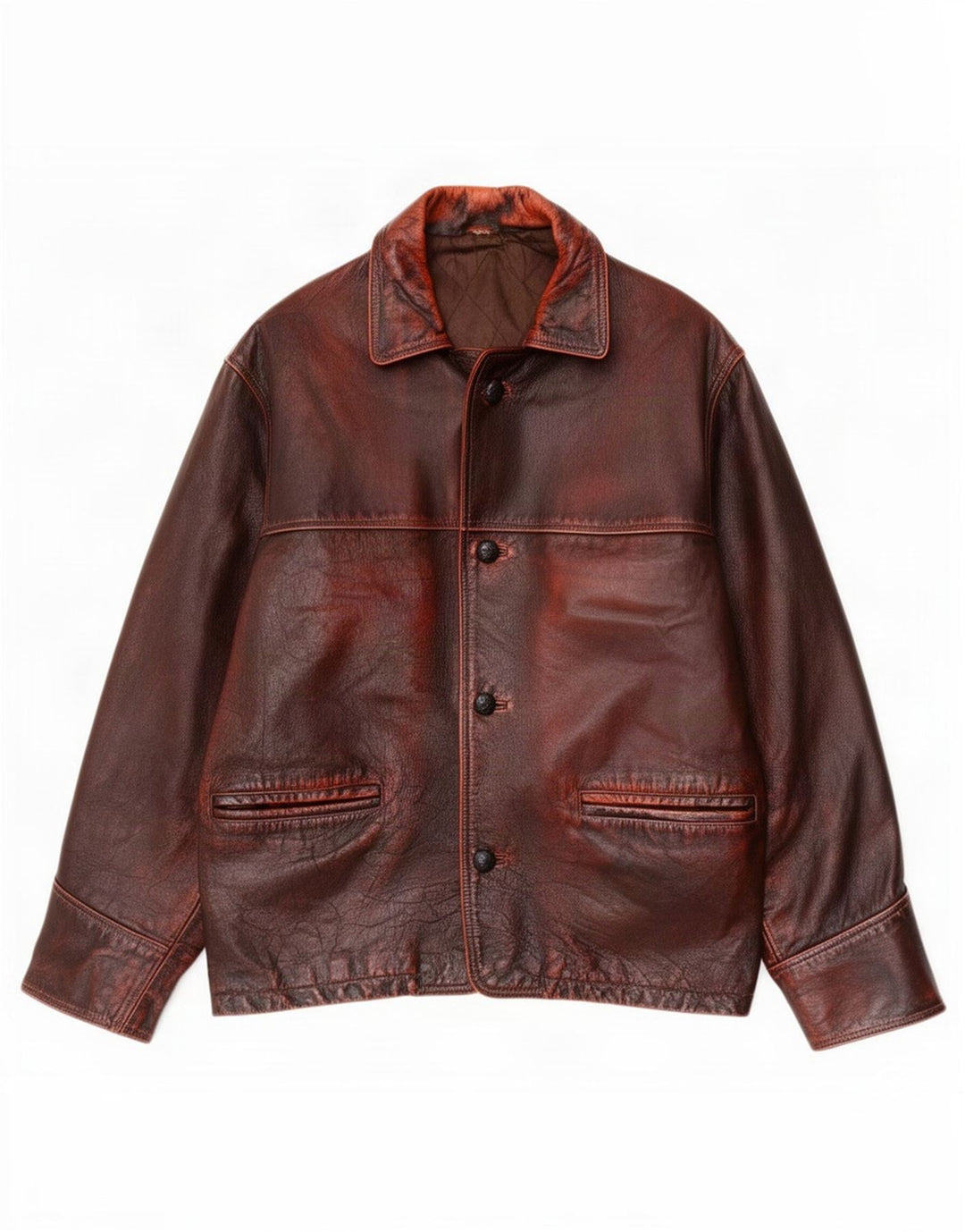 Vintage męska kurtka skórzana IT 52 XL brązowa