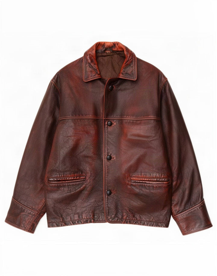 Vintage męska kurtka skórzana IT 52 XL brązowa