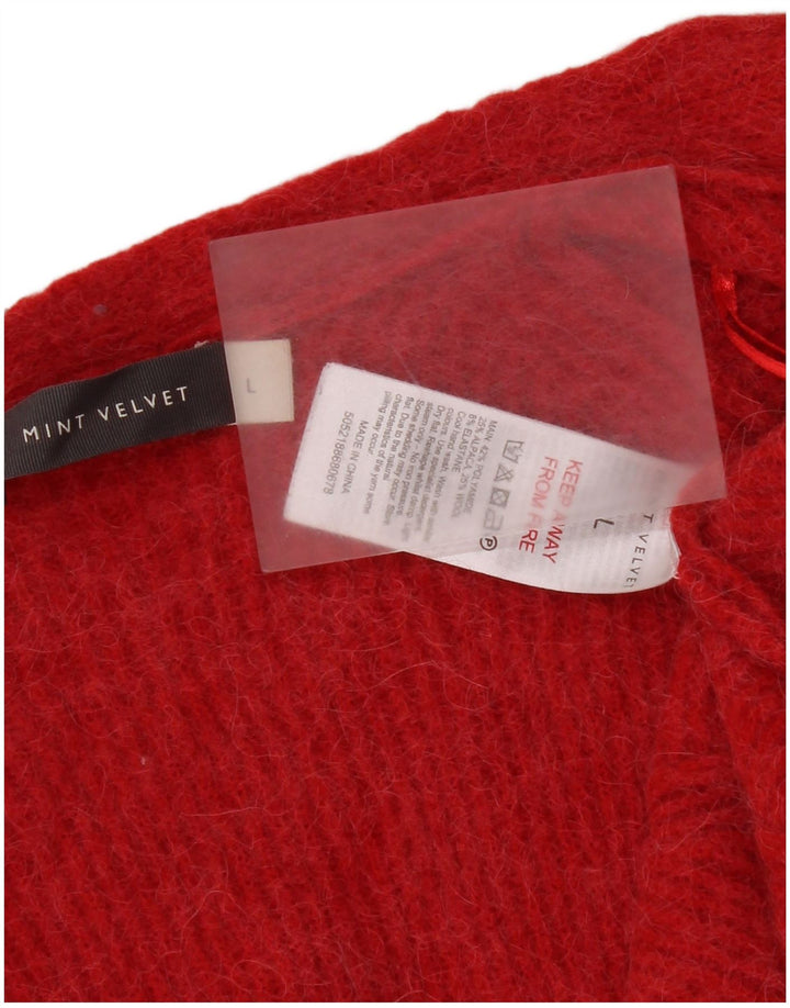 Damski sweter oversize MINT VELVET z otwartym kardiganem UK 16, duży czerwony