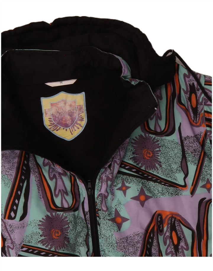 Męska wiatrówka VINTAGE w abstrakcyjny wzór UK 38 Średni turkus