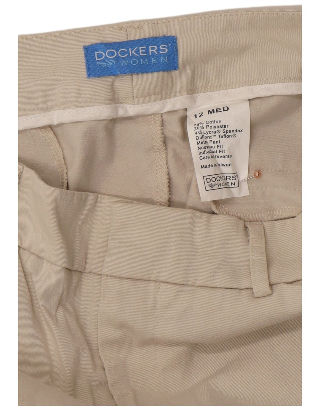 DOCKERS Damskie proste spodnie na co dzień US 12 Large W30 L30 Beżowa bawełna