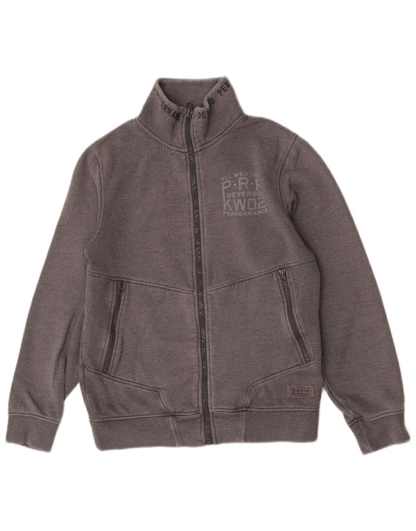 Vintage Mens Tracksuit Top Jacket Medium Grey Cotton