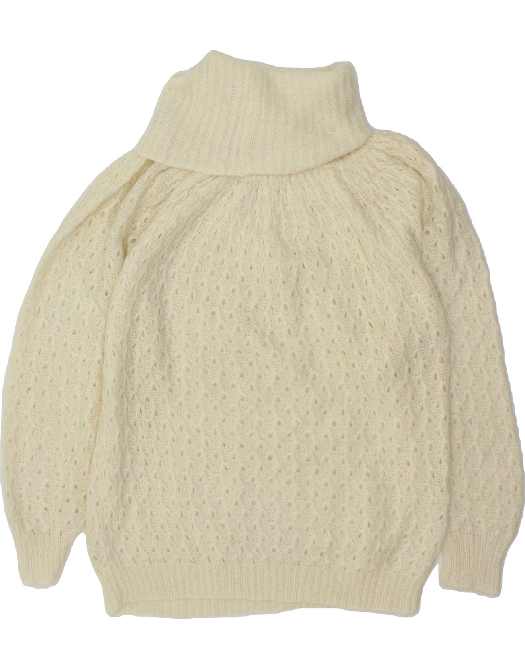 VINTAGE Womens Roll Neck Jumper Sweater UK 16 Large Off White Vintage Vintage and Second-Hand Vintage from Messina Hembry 