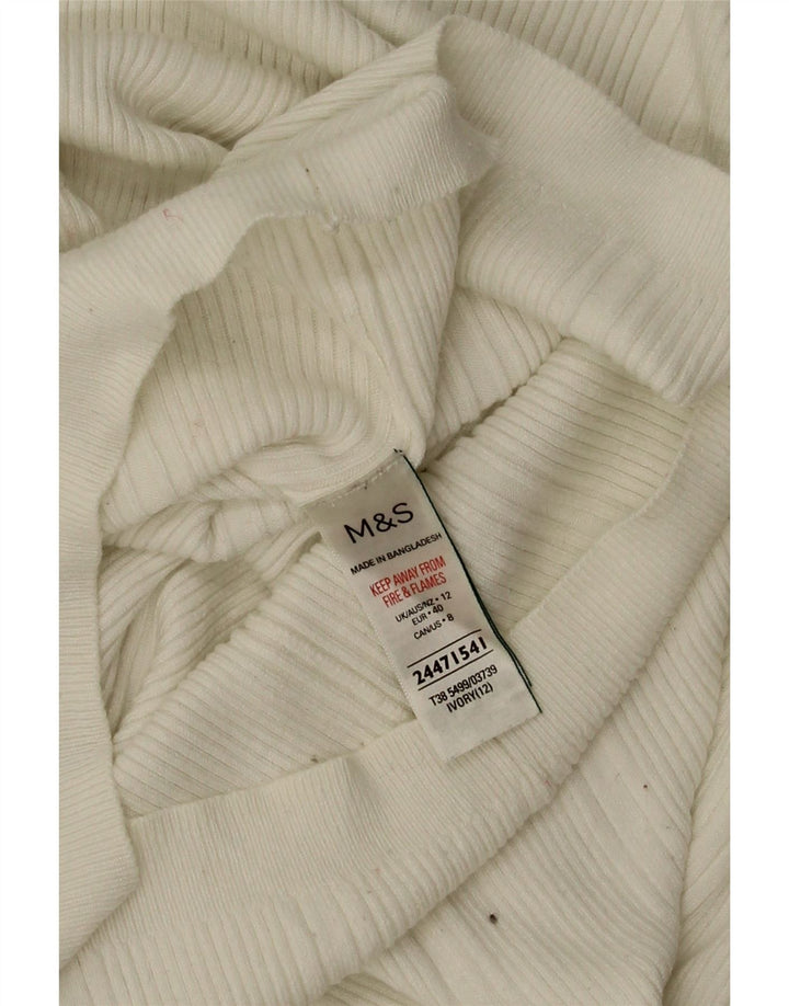 Marks & Spencer Damski sweter z golfem UK 12, średni złamanej bieli
