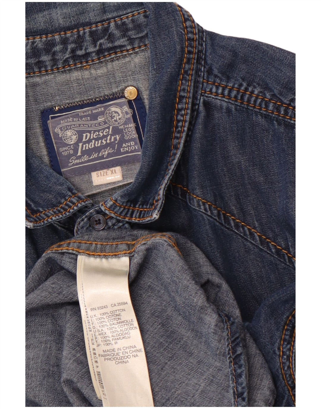 DIESEL Męska koszula dżinsowa XL, niebieska, bawełniana