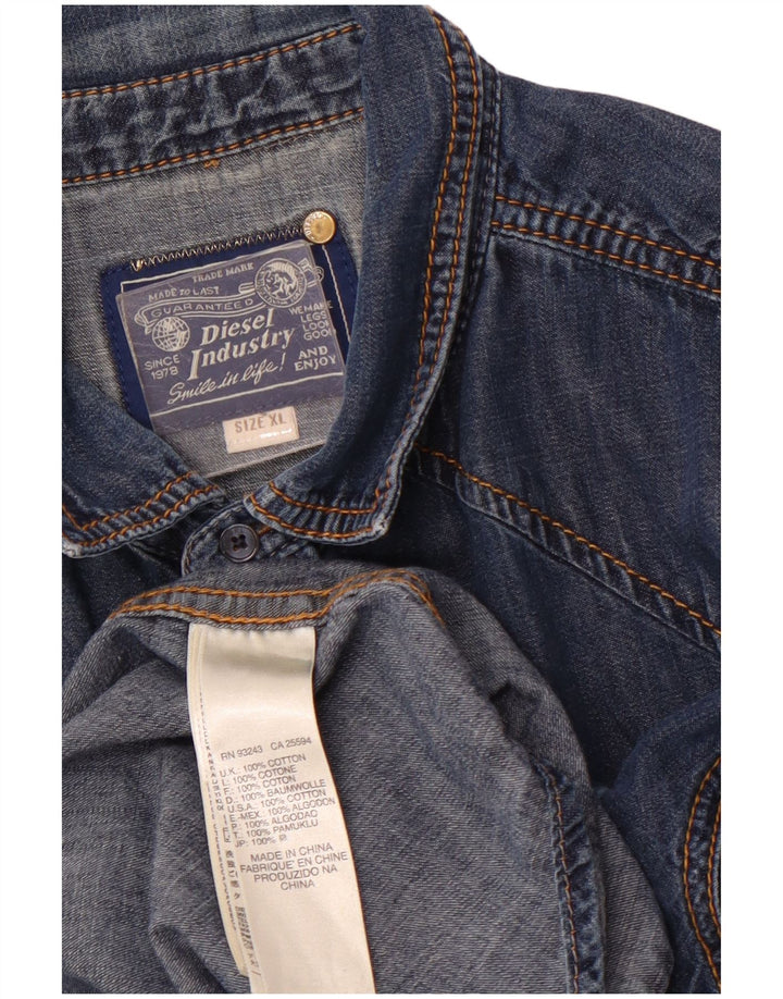 DIESEL Męska koszula dżinsowa XL, niebieska, bawełniana