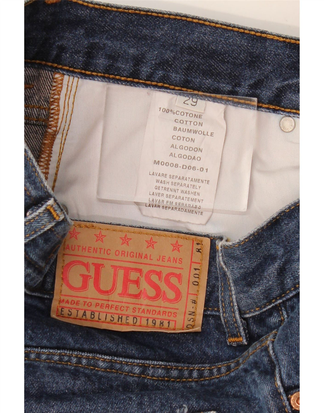 Męskie proste jeansy GUESS W29 L30, granatowe, bawełniane