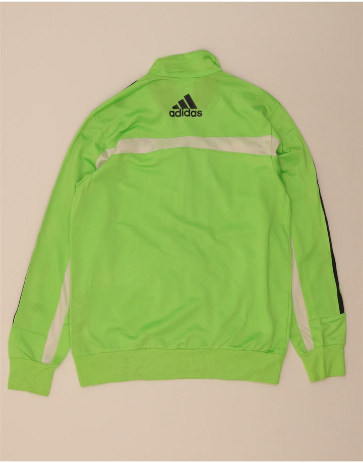 Męska kurtka dresowa ADIDAS z grafiką, mała, zielona, poliestrowa z blokami kolorów