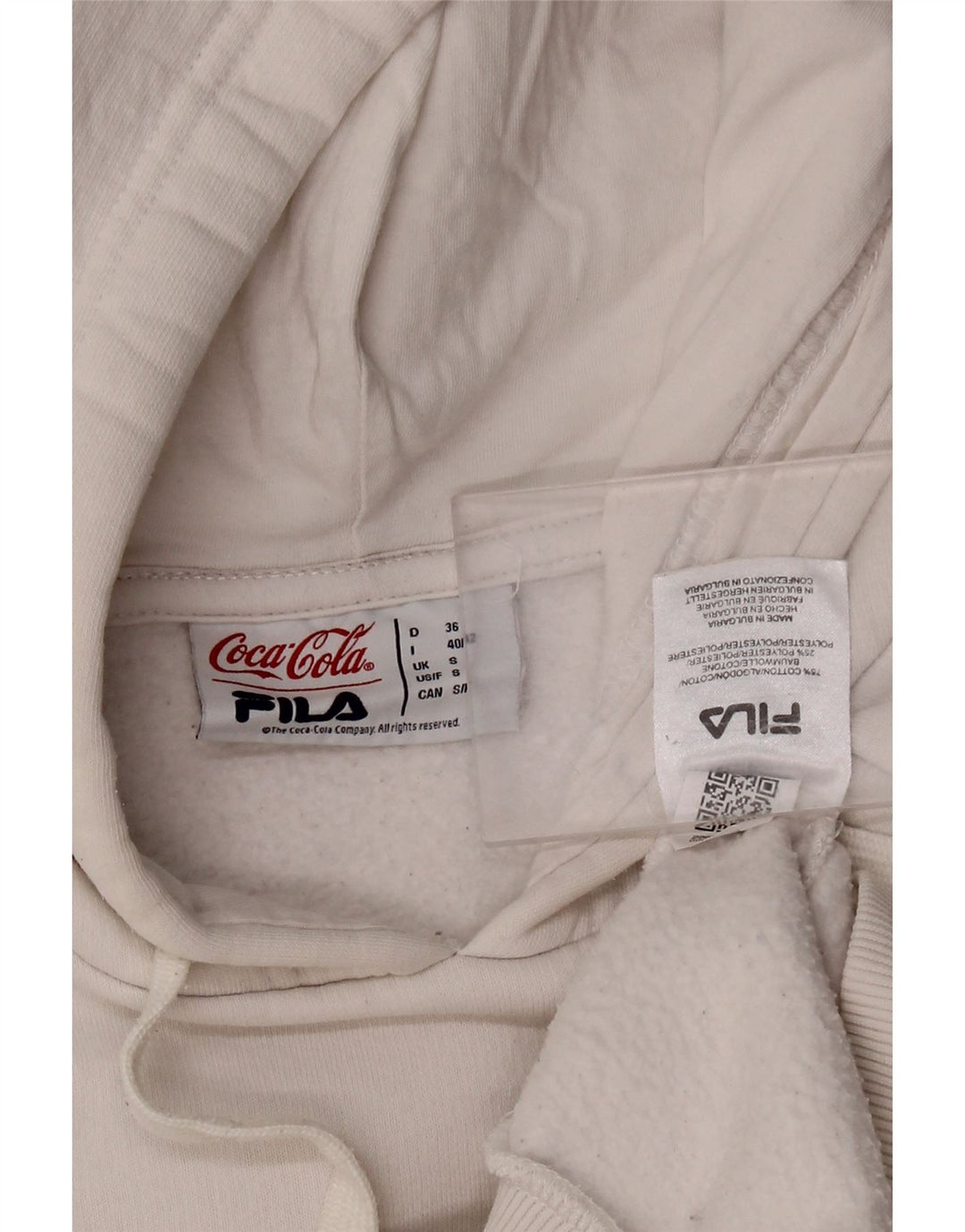 Męski sweter z kapturem Fila Coca-Cola z grafiką, mały, biały