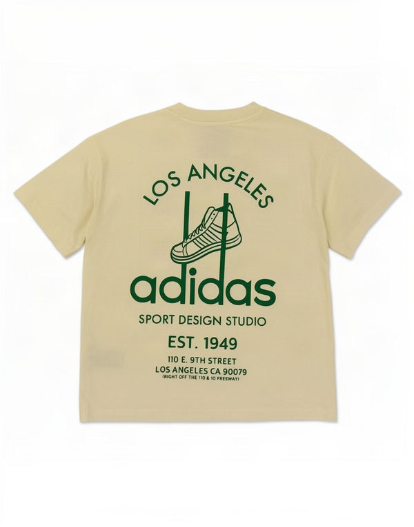 Męska koszulka Adidas o luźnym kroju z grafiką Top XS, żółta bawełna