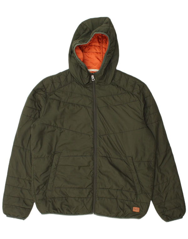 Męska ocieplana kurtka z kapturem Jack & Jones UK 42 XL, zielony poliester