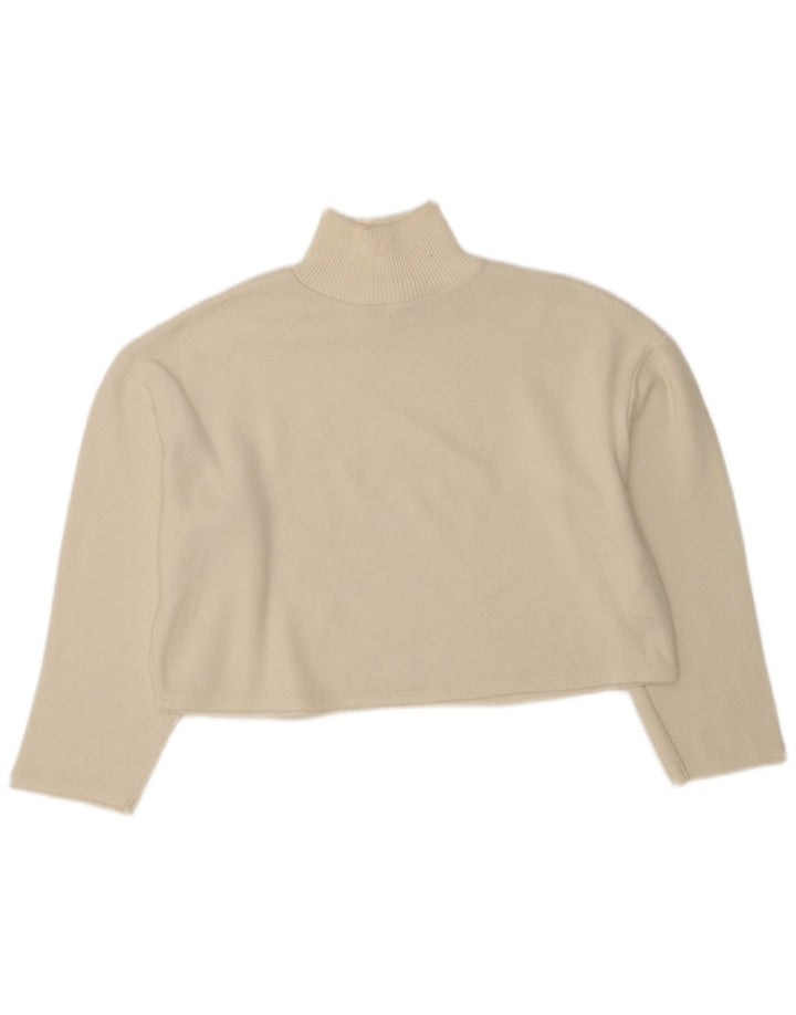 Damski sweter Zara Crop Oversize z golfem UK 10 Small Off White