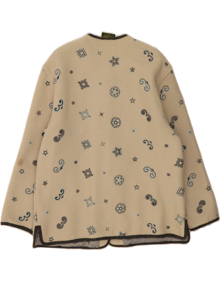 GEIGER Womens Abstract Pattern Jacket EU 42 Large Beige Wool Vintage Geiger and Second-Hand Geiger from Messina Hembry 