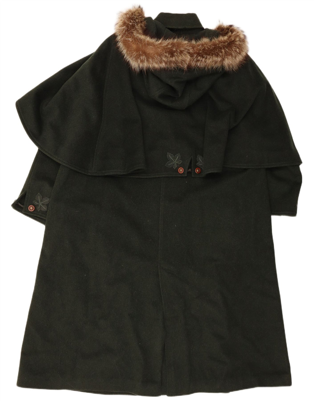 Damski płaszcz oversize z kapturem MOESSMER IT 42 Średnia zielona wełna