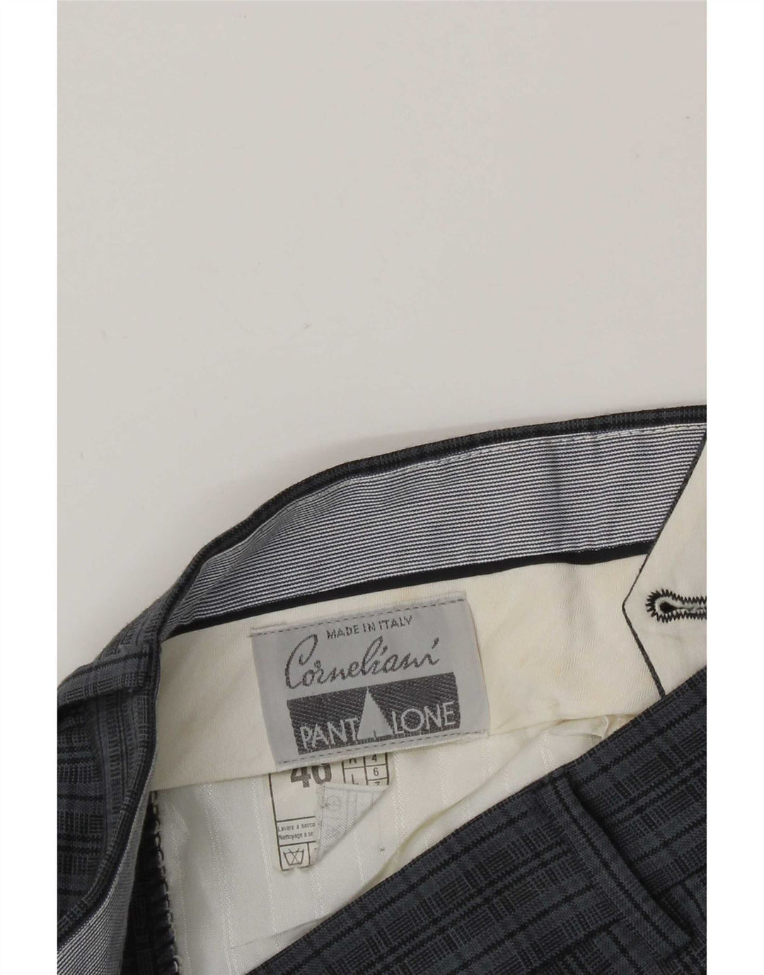 Męskie spodnie garniturowe Corneliani IT 46 Small W30 L30 w niebieską kratkę