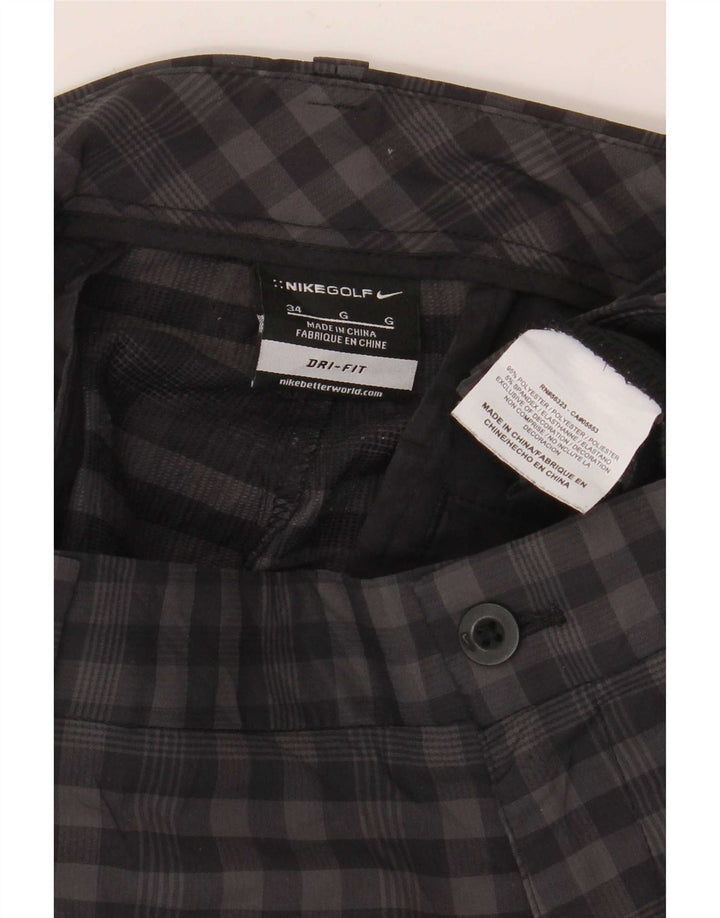 Męskie spodenki chino Nike Dri Fit W34, duże, szare, z poliestru w kratkę